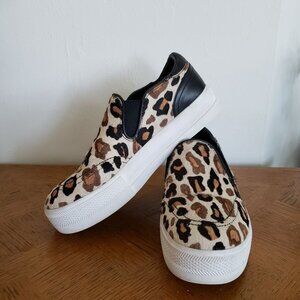 𝅺ASH Jungle Fur Slip-On Platform Sneakers Leopard Animal Print Cow Hair EUC